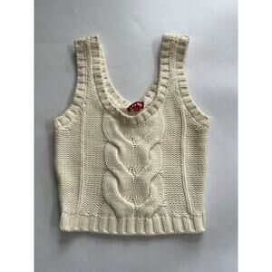 Staud Cream Cable Knit Cropped Tank Top Women Size XS Cottagecore Fairy Coquette